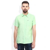Seasons Green Solid Slim Fit Casual Shirt