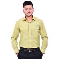 Seasons Green Yellow Solid Men's Formal Shirts