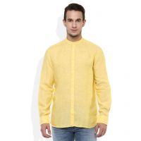 Seasons Yellow Slim Fit Solids Full Sleeves Casuals Shirt
