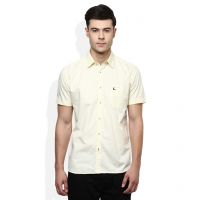 Yellow Solid Slim Fit Casual Shirt