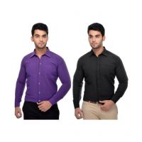 Seasons Khadi Purple Formal Regular Fit Shirt combo