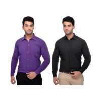 Seasons Khadi Purple Formal Regular Fit Shirt combo