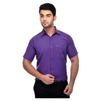  Seasons Khadi Purple Formal Regular Fit Shirt