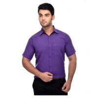  Seasons Khadi Purple Formal Regular Fit Shirt