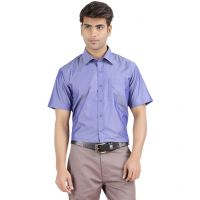 Seasons Nation Blue Cotton Blend Formal Shirt