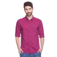 Seasons For Men Purple Slim Fit Solid Shirt