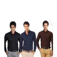 Seasons Unique For Men Cotton Blend Slim Casuals Shirt Set Of 3