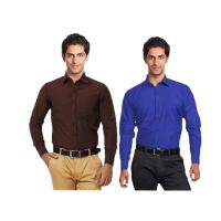 Seasons Unique For Men Multicolour Cotton Blend Casual Shirt - Set Of 2