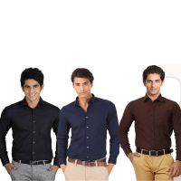 Seasons Unique For Men Cotton Blend Slim Casuals Shirt Set Of 3