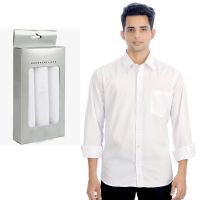 Seasons White Cotton Blend Casuals Shirt Free Handkerchief