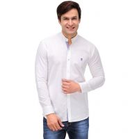Seasons  White Linen Solid Casual Shirt