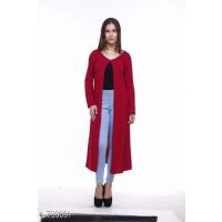 Maroon Women Cotton Long Shrug