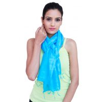 Blue Solid Self Viscose Stole                                                                                                                                                                                                                                  