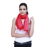 Red Solid Self  Viscose Stole