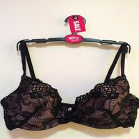 About U Black Floral Lace Padded Underwired Bra