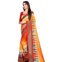 Charvi Graceful Georgette Orange Printed Sarees 