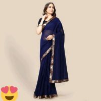 Banita Attractive Navy Cotton Sarees