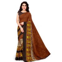 Jivika Refined Georgette Brown Printed Sarees