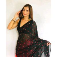 Adrika Refined Georgette Black Printed Sarees