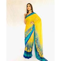 Adrika Georgette Yellow Printed Sarees