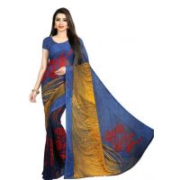 Jivika Drishya Blue Printed Sarees