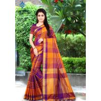Aakarsha Purple Check Cotton Silk Sarees
