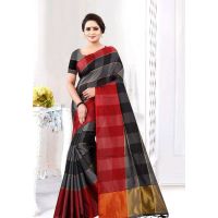 Aakarsha Cotton Silk Black Check Sarees