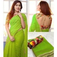 Adrika Alluring Green Georgette Sarees