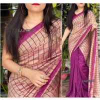 Jivika Sensational Georgette Purple Checked Sarees