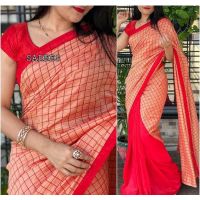 Jivika Sensational Georgette Red Checked Sarees