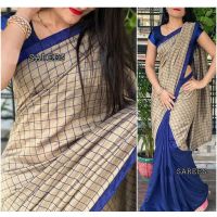 Jivika Sensational Georgette Blue Checked Sarees