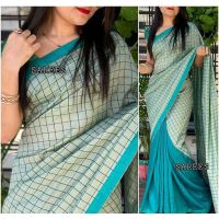 Jivika Sensational Georgette Aqua Checked Sarees