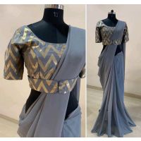 Adrika Ensemble Grey Georgette Sarees