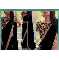 Aaryahi Black Georgette Sarees with Lace border