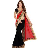 Myra Black Georgette Printed Sarees