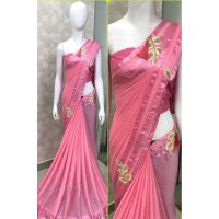 Abhisarika Refined Pink Georgette Sarees