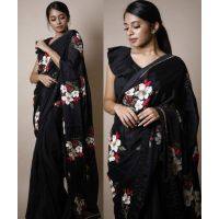 Diva Stunning Black Printed Women's Sarees