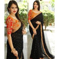 Diva Classy Black Printed Women's Sarees