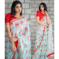 Diva Classy White Printed Women's Sarees