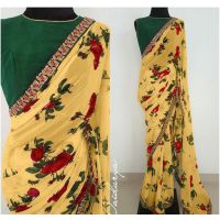 Diva Yellow Floral Printed Women's Sarees
