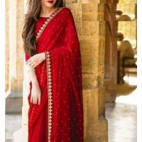 Charvi Attractive Red Georgette Sarees