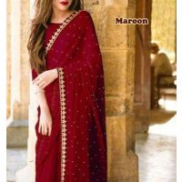 Charvi Attractive Maroon Georgette Sarees