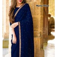 Charvi Attractive Navy Blue Georgette Sarees