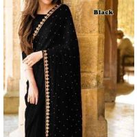 Charvi Attractive Black Georgette Sarees