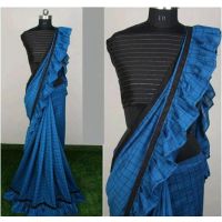 Elegant Blue Georgette Sarees with Ruffle