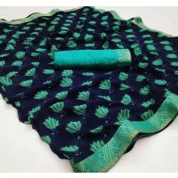 Aagam Fabulous Blue Printed Sarees