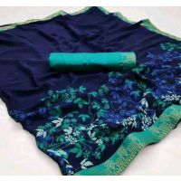 Aagam Classy Blue Printed Sarees