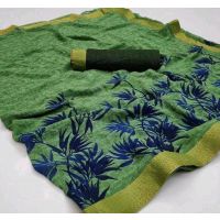 Aagam Elegant Green Printed Sarees