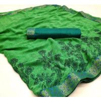 Aagam Green Designer Printed Sarees