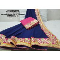 Paper Gota Patti Border With Pipin Georgette Sarees